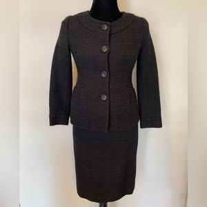 Theory Women’s Black Classic Edition 2 Piece Wool Cotton Blazer & Skirt Suit sz2